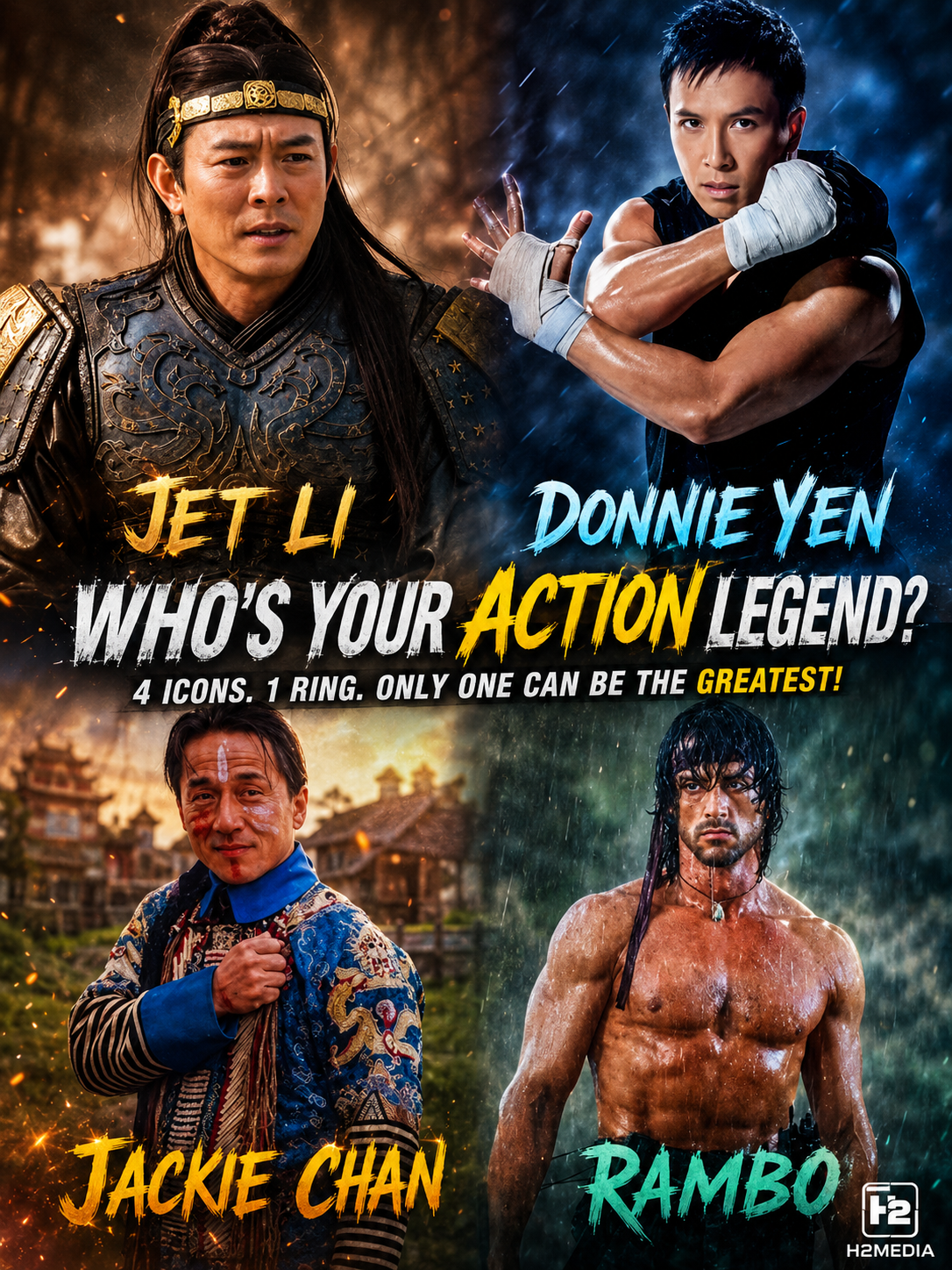The Ultimate Action Legends Showdown: Jackie Chan, Rambo, Jet Li & Donnie Yen Explained